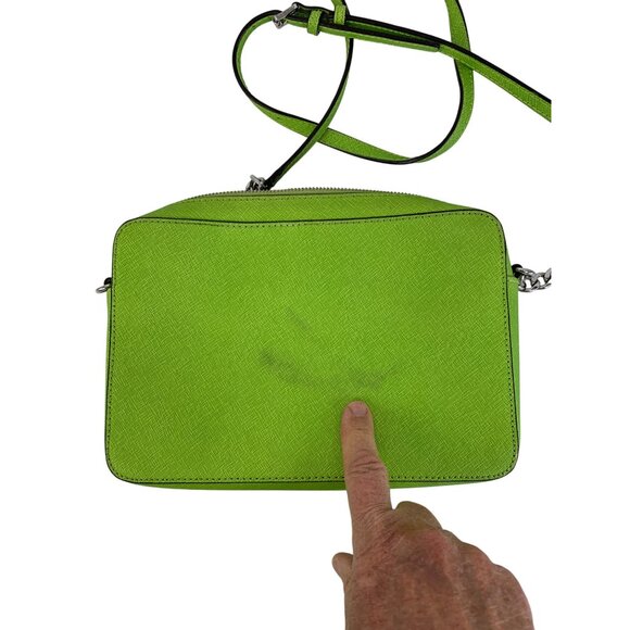 Michael Kors Green Saffiano Leather Crossbody Bag 9"x6"x2" GUC 8779 - Picture 4 of 11